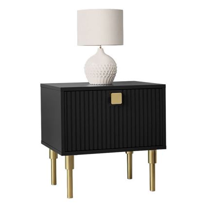 Noptieră DORSET 50x50 cm negru/auriu