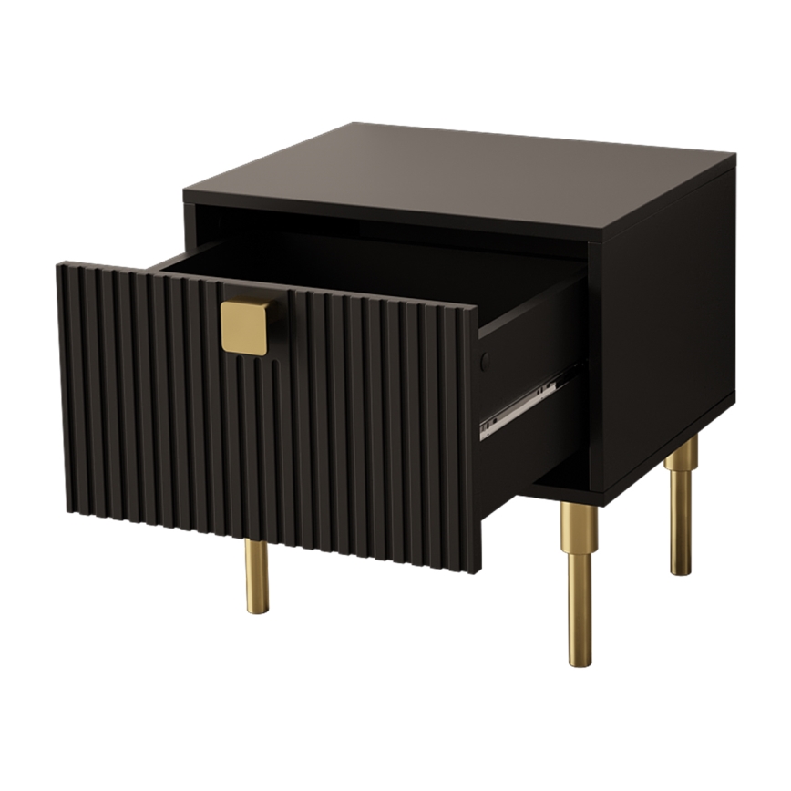 Noptieră DORSET 50x50 cm negru/auriu