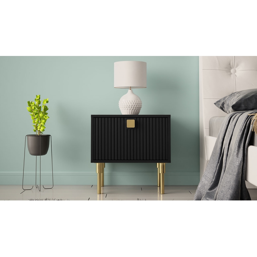 Noptieră DORSET 50x50 cm negru/auriu