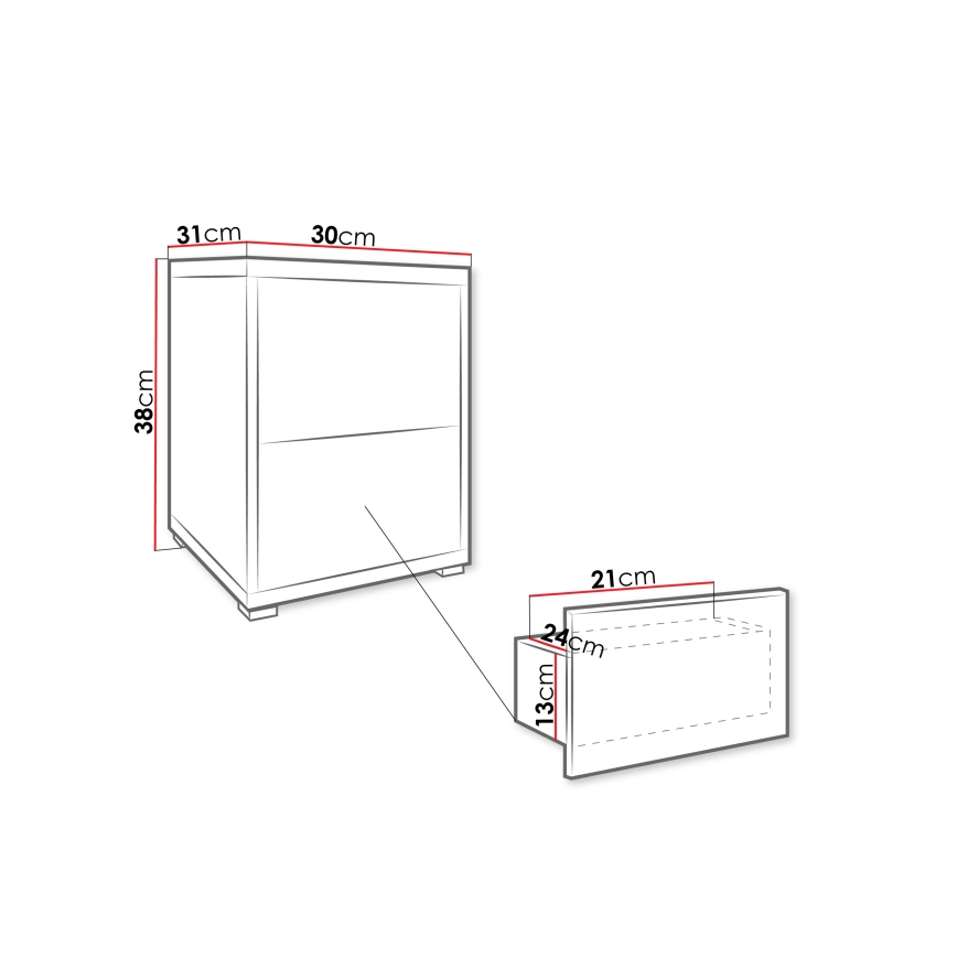 Noptieră GESITA 38x30 cm cașmir