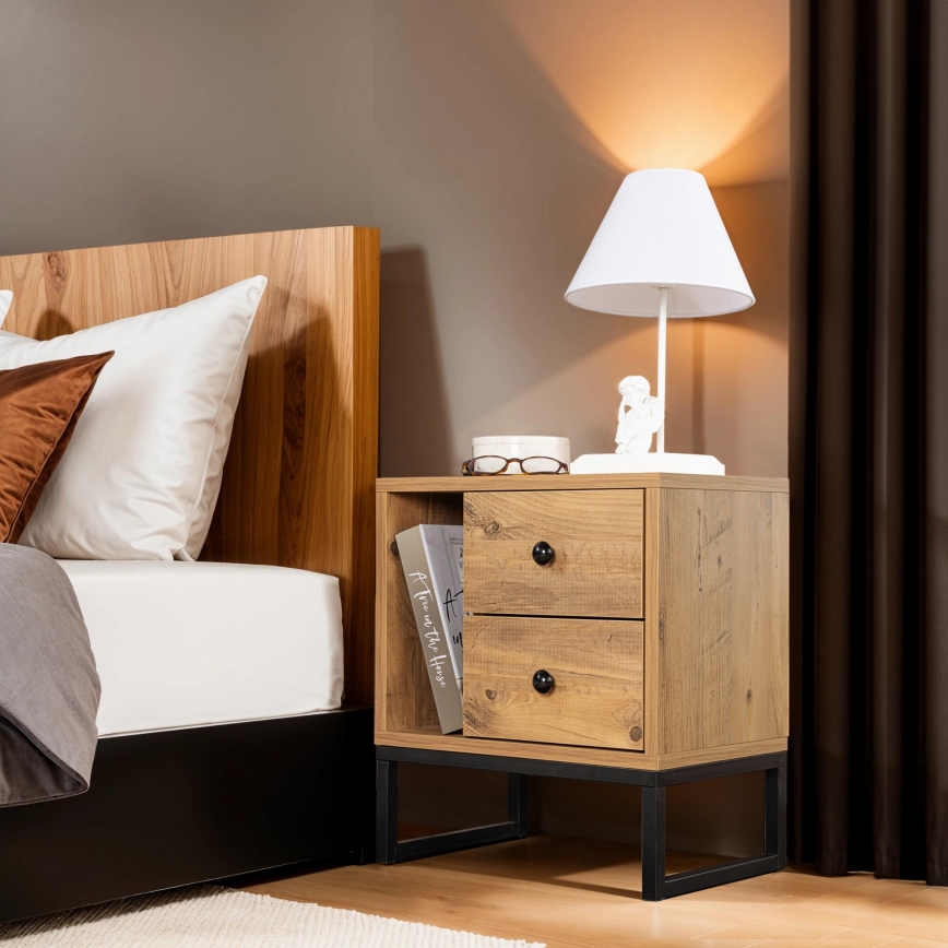 Noptieră GLIMMER 50x45,2 cm pin atlantic/negru