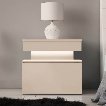 Noptieră GLOSSA cu iluminare LED, 51 x 55 cm, bej