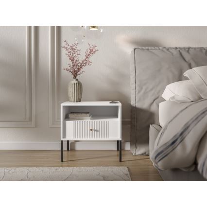 Noptieră LUE, alb/negru