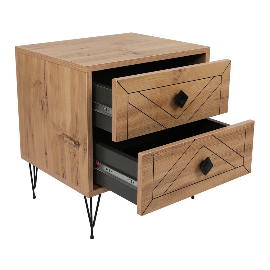 Noptieră LUNA 55x50 cm maro/neagră