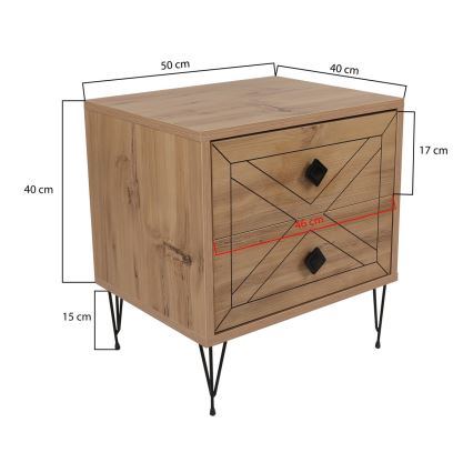 Noptieră LUNA 55x50 cm maro/neagră