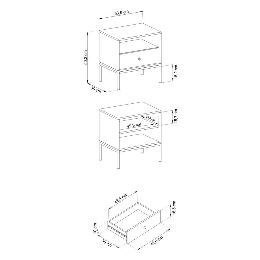 Noptieră MONO 56x54 cm albastru