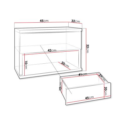 Noptieră NECE 32x45 cm negru