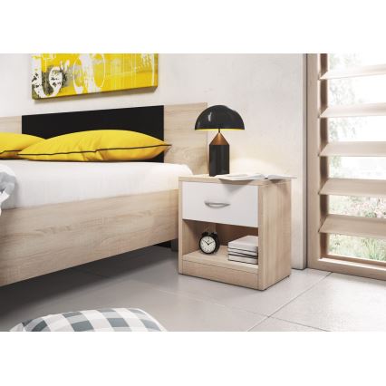 Noptieră NED stejar sonoma/albă