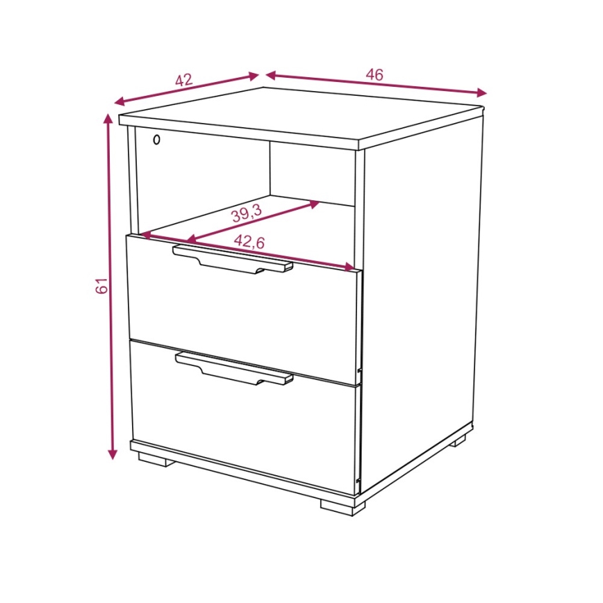 Noptieră NED, stejar Sonoma