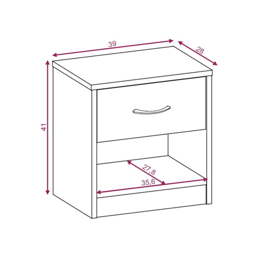 Noptieră NED, stejar Wotan