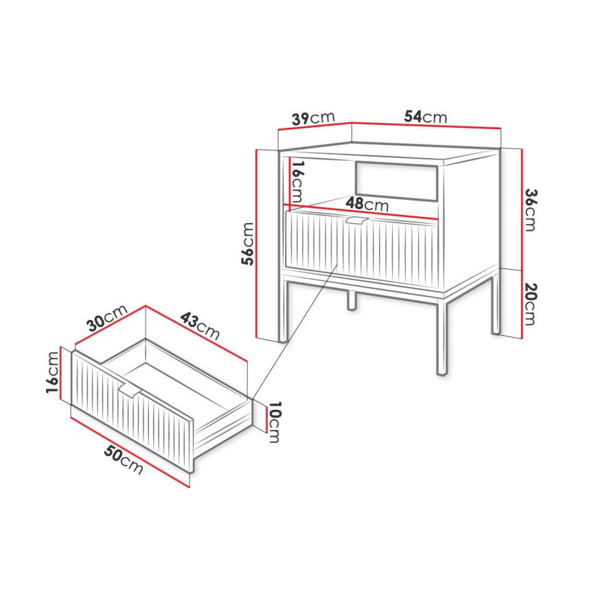 Noptieră NOVA 56x54 cm negru