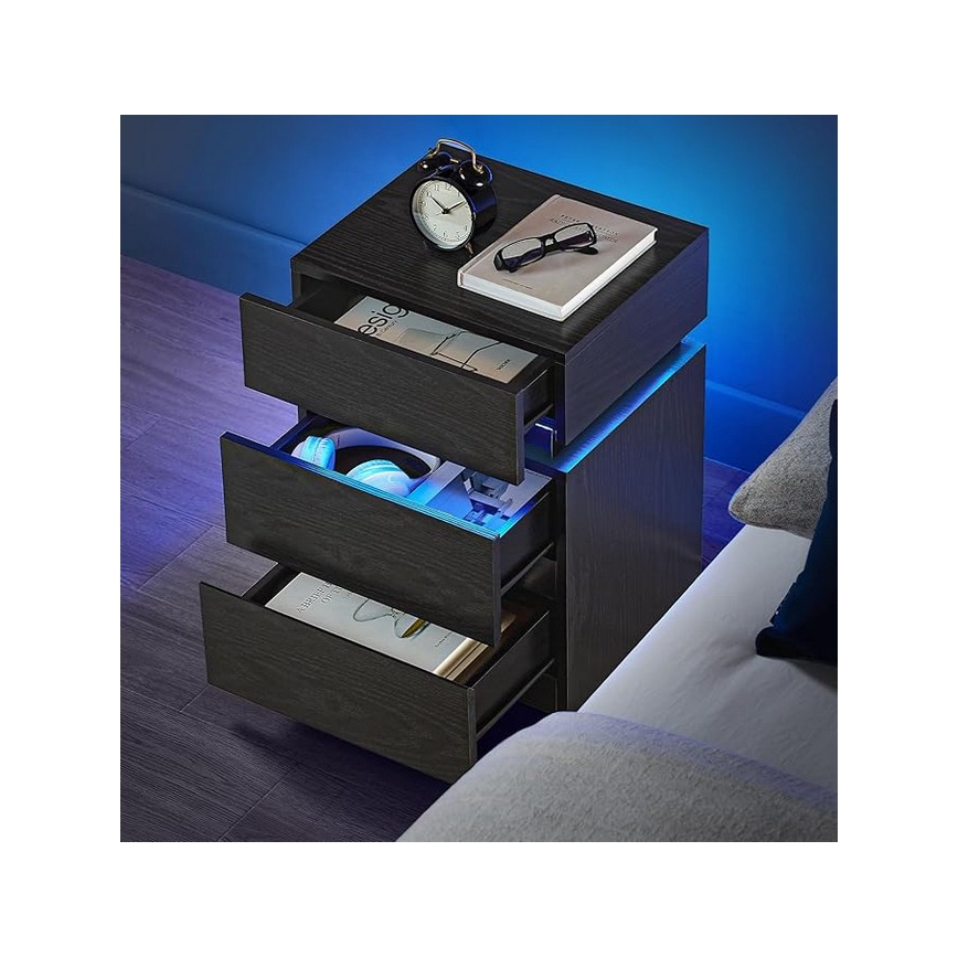 Noptieră SMARTIE cu iluminare, negru