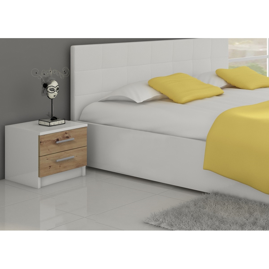 Noptieră TOD alb/stejar Artisan