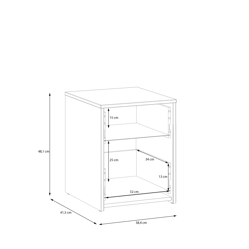 Noptieră URO, stejar artisan/alb