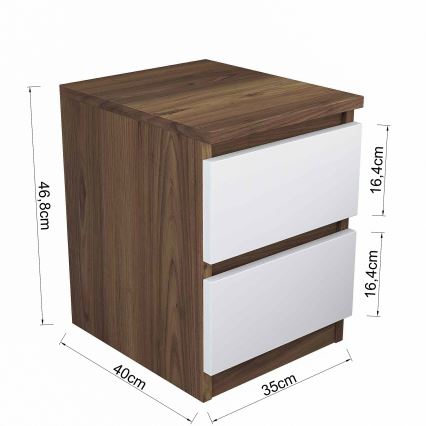 Noptieră WALNUT 46,8x35 cm maro/albă