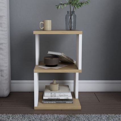 Noptieră ZUNA, stejar/alb