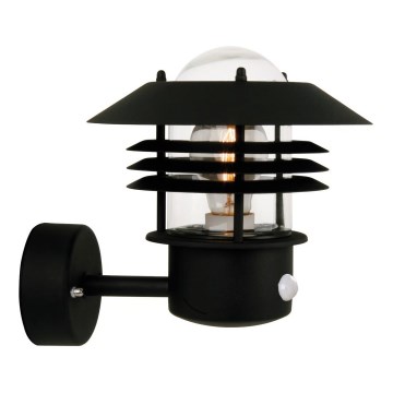 Nordlux - Aplica de perete pentru exterior VEJERS cu senzor, 1xE27/60W/230V, IP54, negru