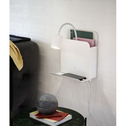 Nordlux - Aplica de perete cu spot, poliță și USB ROOMI 1xGU10/8W/230V albă