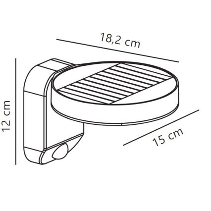 Nordlux - Lampă solară de perete cu LED și senzor RICA LED/5W/3,7V IP44 2200 mAh rotundă