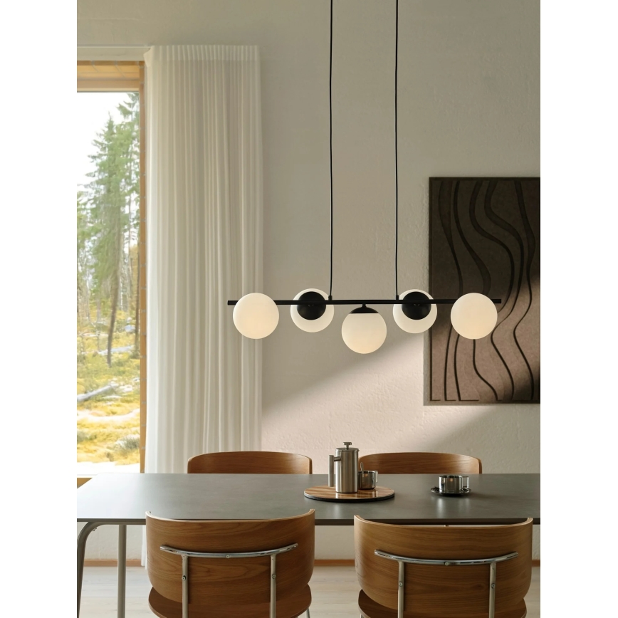 Nordlux - Lustră suspendată cu cablu LILLY 5xE14/10W/230V neagră