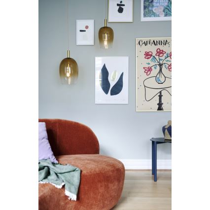 Nordlux - Pendul pe cablu UMA, 1xE27/40W/230V, Ø 23 cm, maro/fumuriu