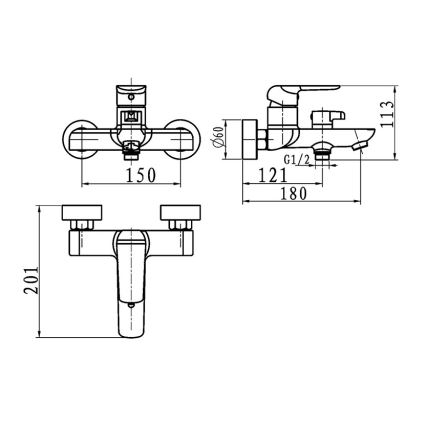 Novaservis - Baterie pentru cadă NOBLESS TINA albă
