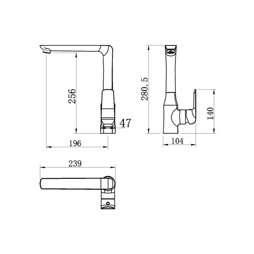 Novaservis - Baterie pentru chiuvetă NOBLESS TINA, neagră
