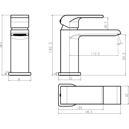 Novaservis - Baterie pentru lavoar NOBLESS SHARP, crom lucios