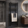 Novaservis - Radiator de baie tip scară 490W/230V 120x45 cm negru drept