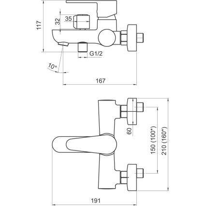 Novaservis - Set baterie pentru cadă TITANIA FRESH ECO crom lucios