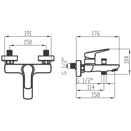 Novaservis - Set pentru cadă cu baterie METALIA, crom lucios