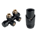 Novaservis - Set pentru radiatoare cu racord central, de colț, negru