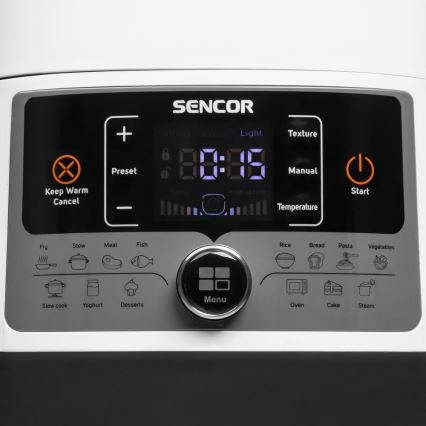 Oală electrică multifuncțională sub presiune Sencor 5,5 l 1000W/230V alb/negru