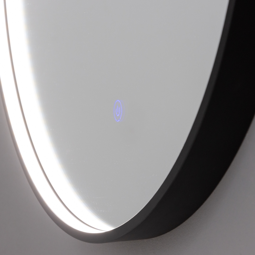 Brilagi - Oglindă de baie LED PALANZO LED/19W/230V Ø 60 cm neagră IP44 CRI 90 reglabilă + CCT