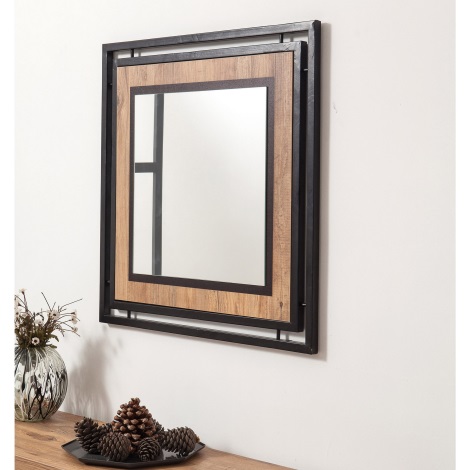 Oglindă de perete COSMO 70x70 cm maro/neagră