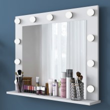 Oglindă de perete cu raft RANI 90x71,8 cm alb