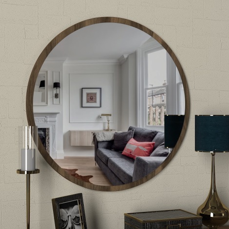 Oglindă de perete GLOB d. 59 cm maro