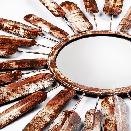 Oglindă de perete SUN d. 75 cm maro