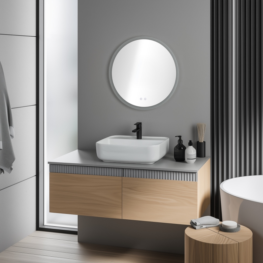 Brilagi - Oglindă de baie încălzită CLARA PRO LED RGBW, 19W, 230V, Ø 60 cm, IP44, CRI 90, dimmabilă + CCT + telecomandă