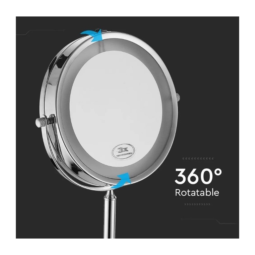 Oglindă LED cosmetică LED/3W/6V IP44