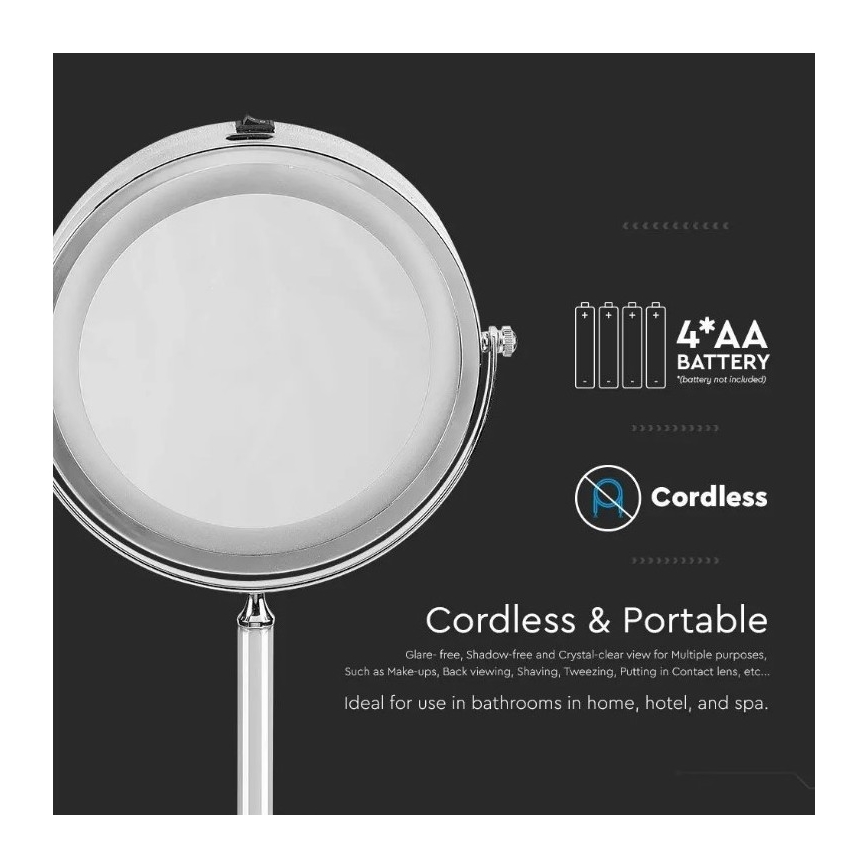 Oglindă LED cosmetică LED/3W/6V IP44