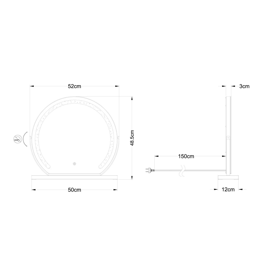 Oglindă LED dimabilă de perete cu funcție de retroiluminare Globo LED/10W/230V 2700/4000/6500K 12x48,5 cm