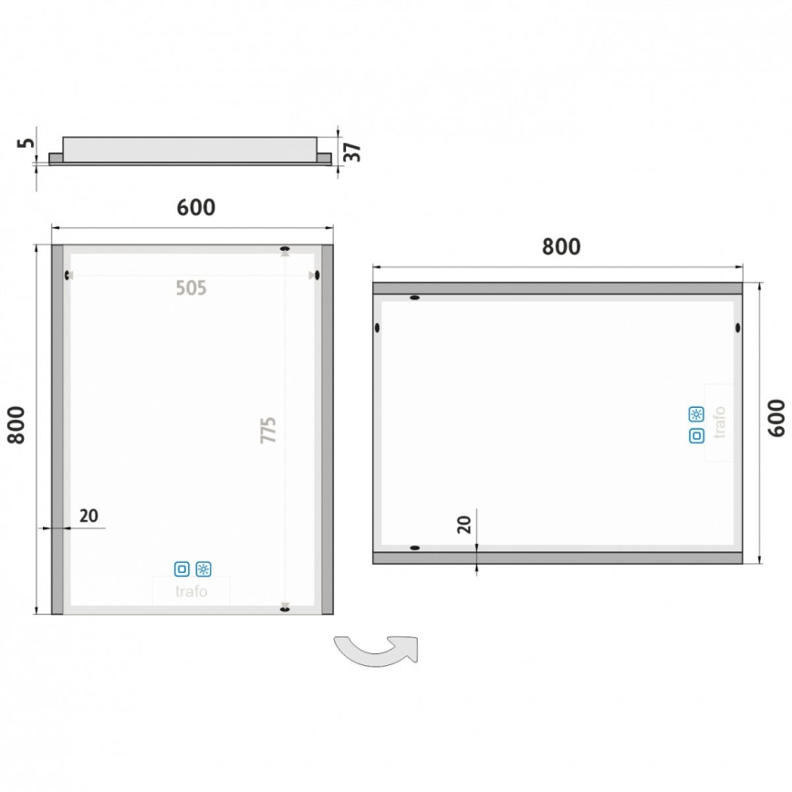 Oglindă LED dimabilă retroiluminată pentru baie NIMCO ZP 11002VX LED/24W/230V 3000-6500K 80x60 cm IP44