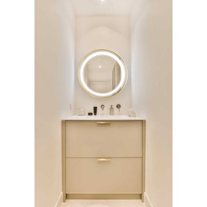 Oglindă LED retroiluminată de perete pentru baie Zuma Line LED/24W/230V 3000/4000/6000K d. 60 cm IP44 auriu