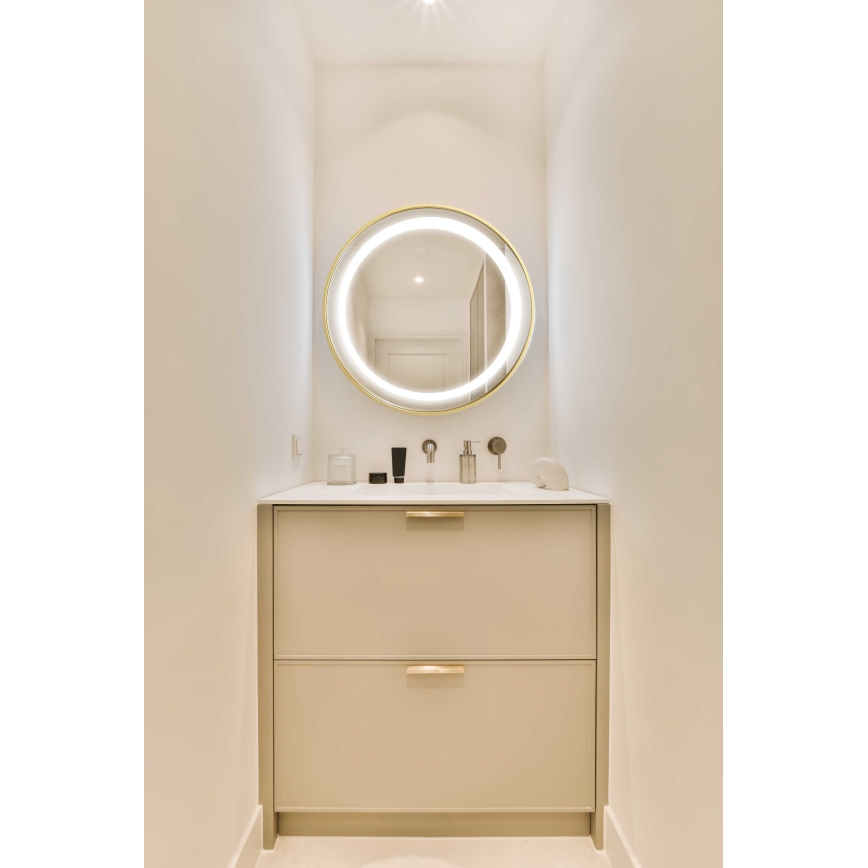 Oglindă LED retroiluminată de perete pentru baie Zuma Line LED/24W/230V 3000/4000/6000K d. 60 cm IP44 auriu