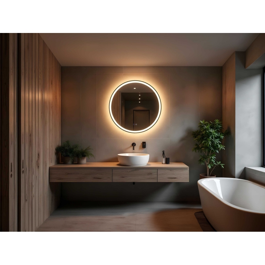 Oglindă LED încălzită retroiluminată de perete pentru baie Zuma Line LED/24W/230V 3000/4000/6000K d. 80 cm IP44