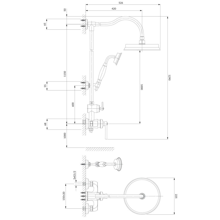 OMNIRES AM5244CR - Set de duș cu baterie ARMANCE crom lucios