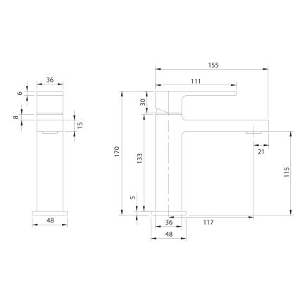 OMNIRES BA7810CR - Baterie lavoar BARETTI 17 cm crom lucios