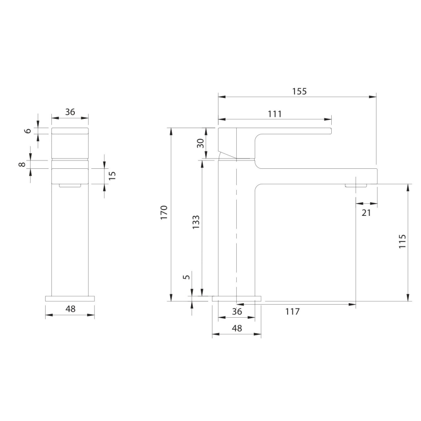 OMNIRES BA7810CR - Baterie lavoar BARETTI 17 cm crom lucios