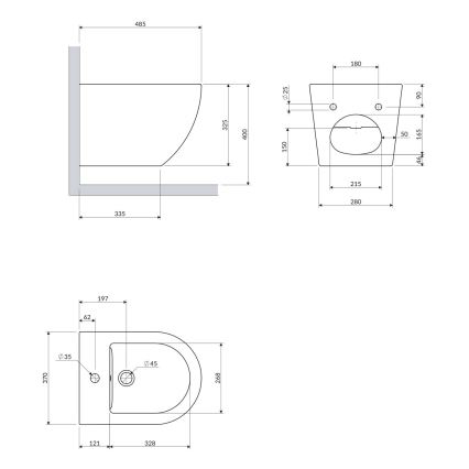 OMNIRES OTTAWA BIBP - Bideu suspendat OTTAWA, ceramică, alb lucios